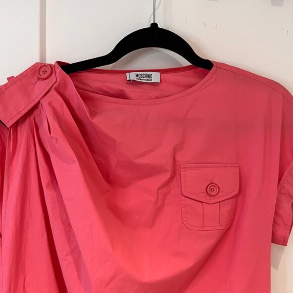 Moschino Cheap and Chic Pink Poplin Shirt Mini Dress Small - Picture 2 of 7